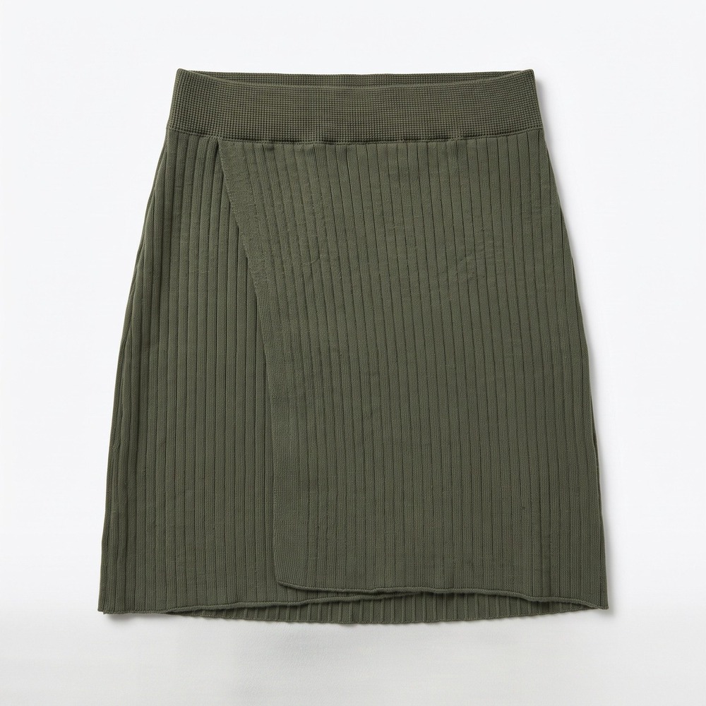 Free People XS Green Ribbed Knit Wrap Mini Skirt Womens Boho Casual